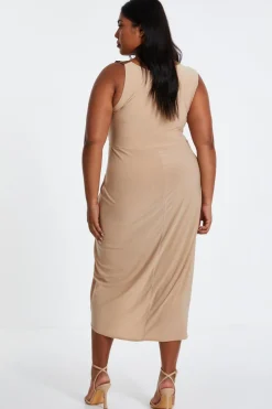 Quiz Curve Asymmetric Buckle Midi Dress Outlet
