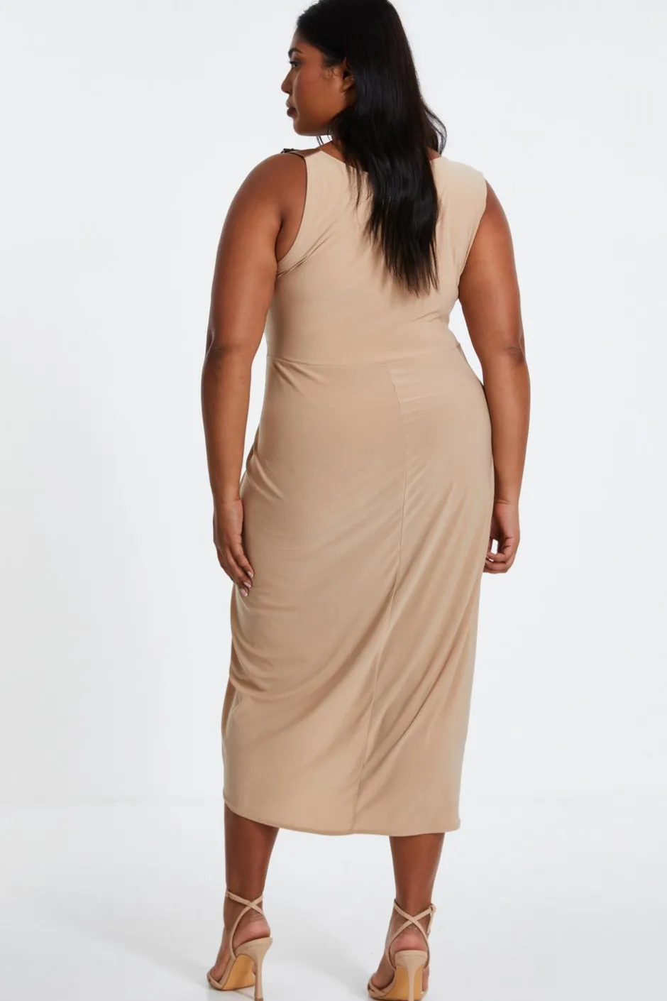 Quiz Curve Asymmetric Buckle Midi Dress Outlet