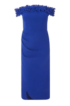 Quiz Curve Bardot Ruffle Maxi Dress Hot