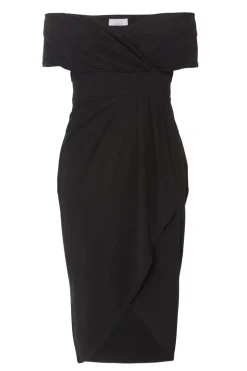 Quiz Curve Bardot Midi Dress Black Clearance