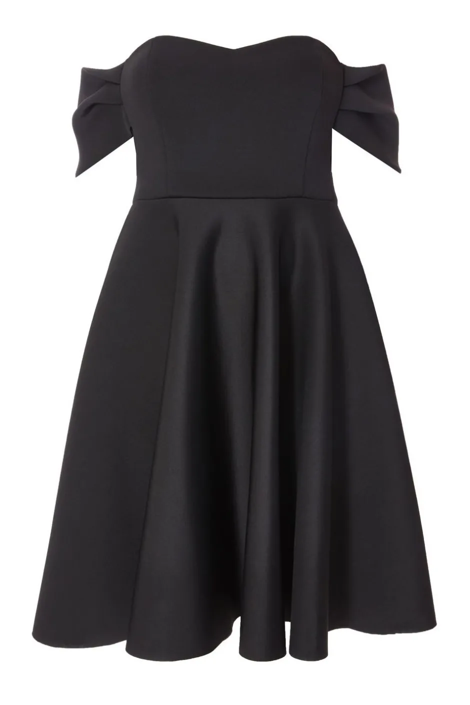 Quiz Curve Black Bardot Midi Skater Dress New