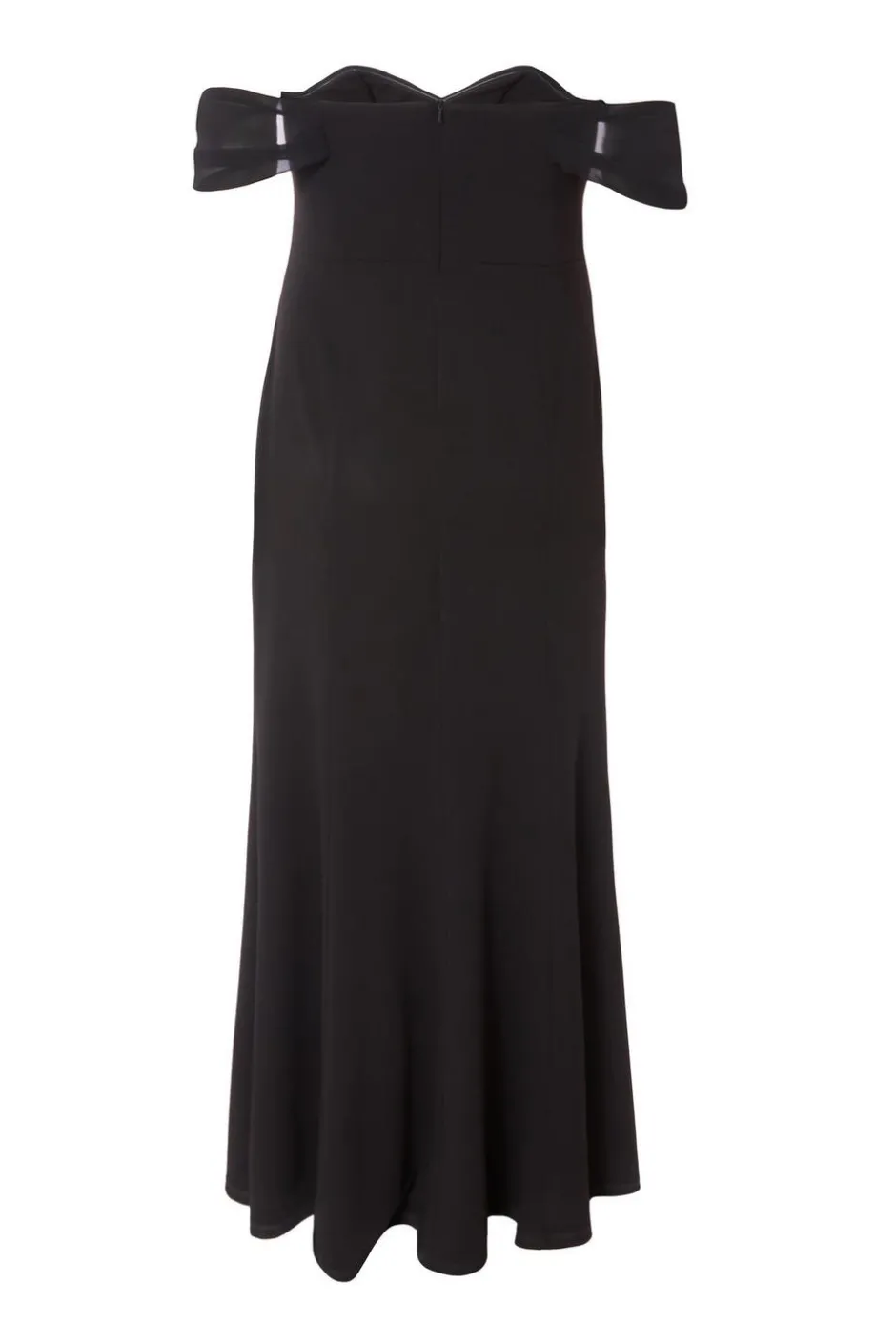 Quiz Curve Chiffon Bardot Maxi Dress Black Clearance