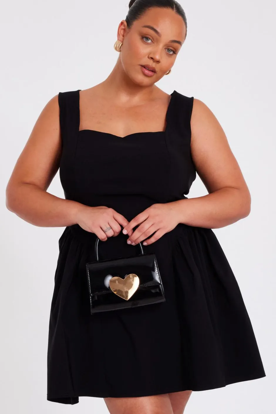 Quiz Curve Drop Waist Mini Dress Black Clearance