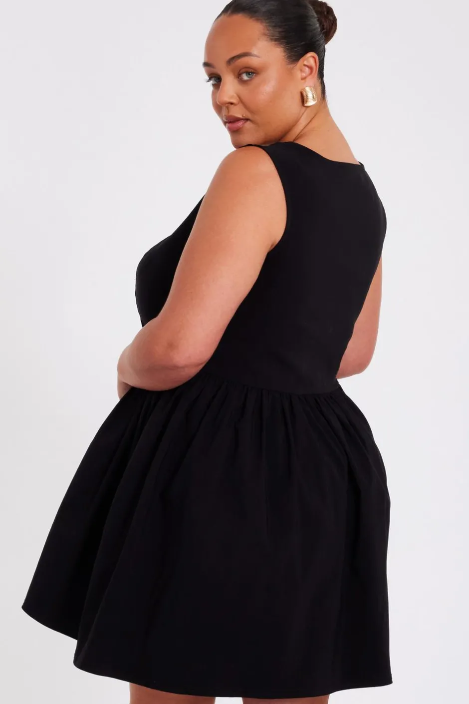 Quiz Curve Drop Waist Mini Dress Black Clearance