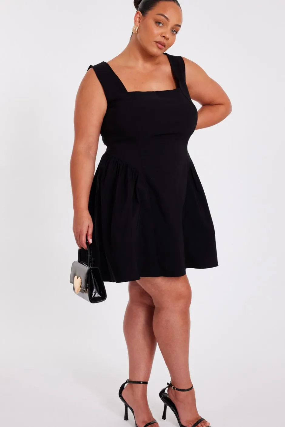 Quiz Curve Drop Waist Mini Dress Black Clearance