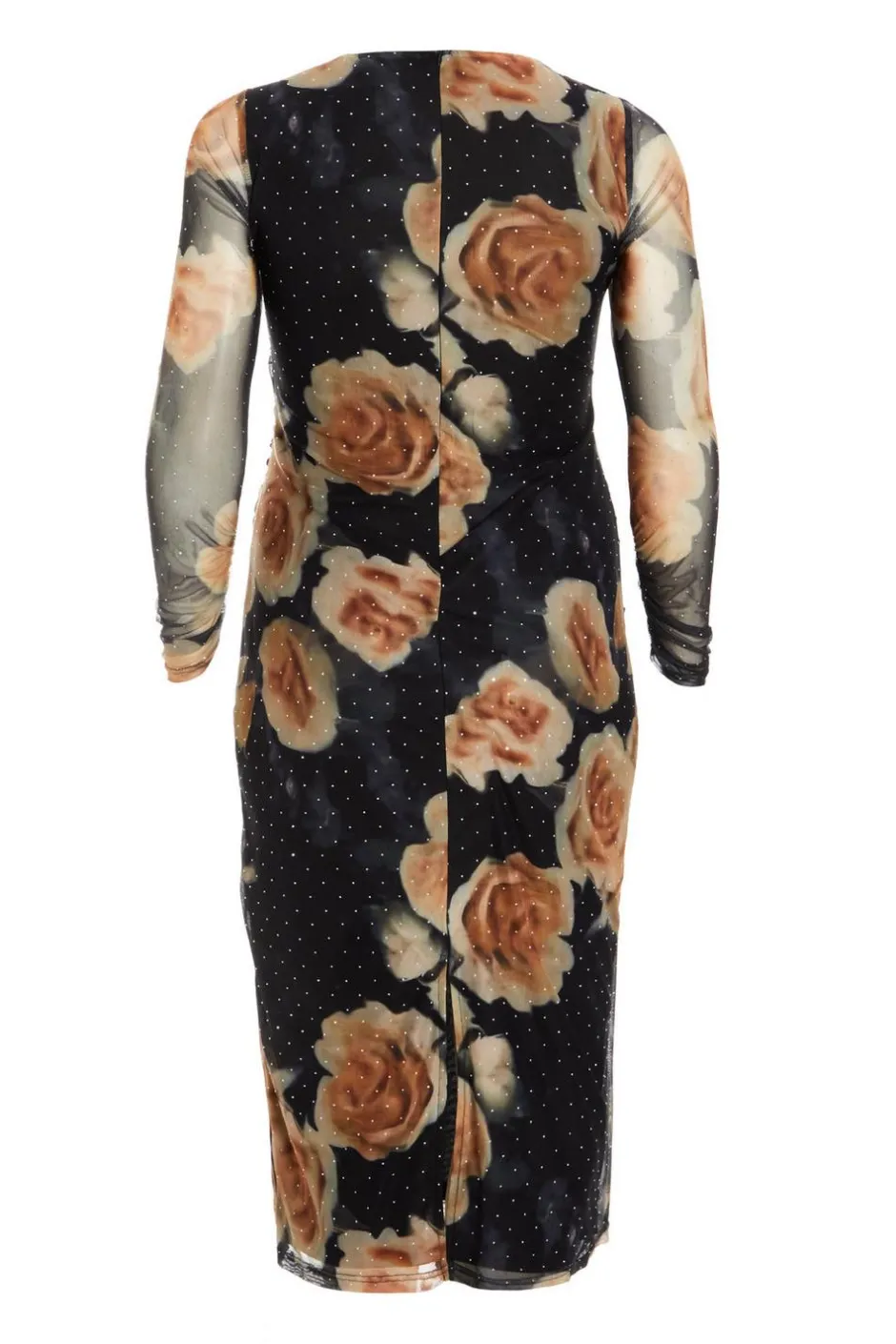 Quiz Curve Black Floral Mesh Midaxi Dress Discount
