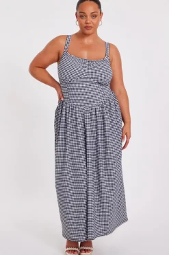 Quiz Curve Black Gingham Midaxi Dress Discount