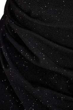 Quiz Curve Black Glitter Drape Neck Top Outlet