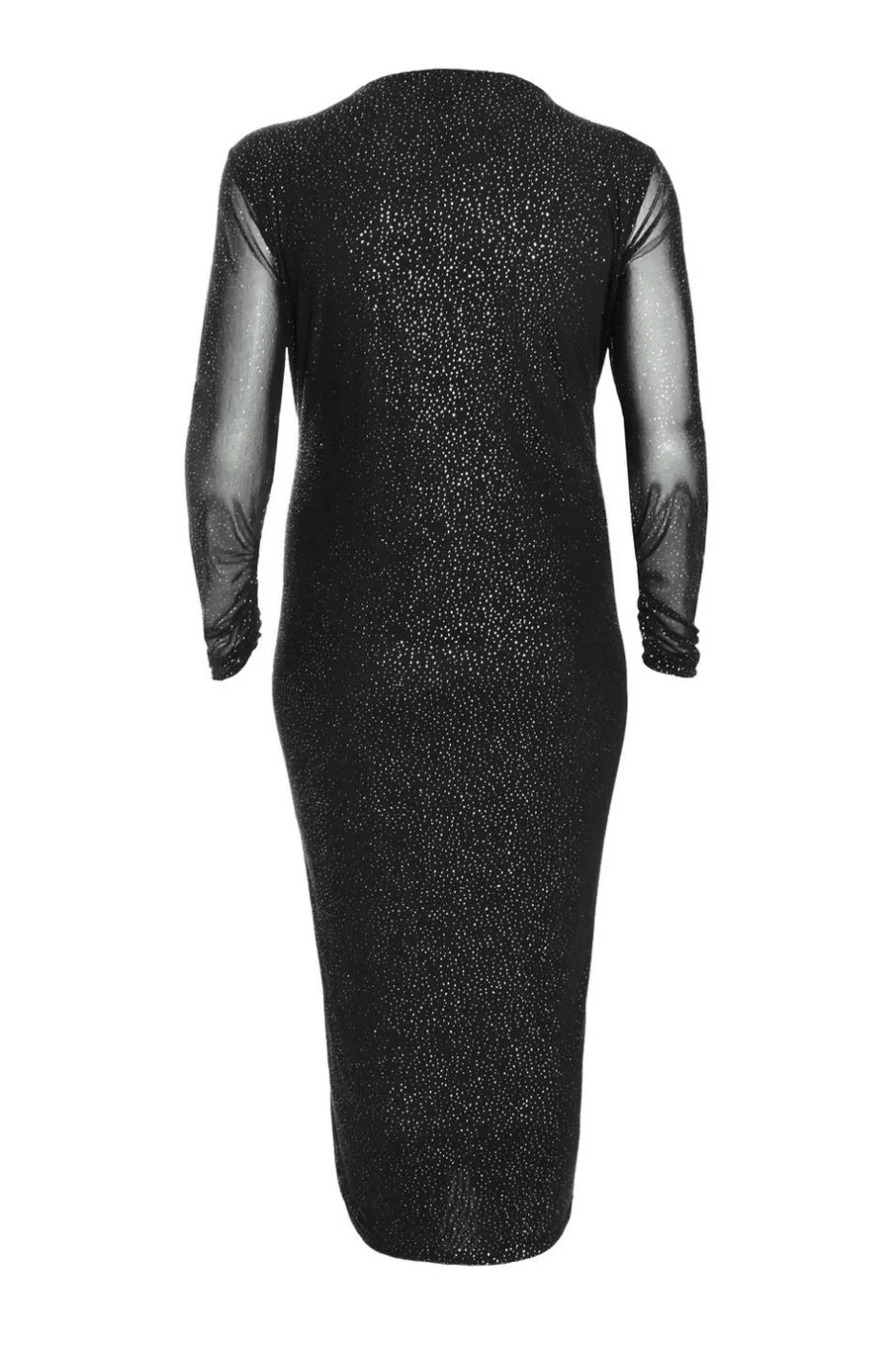 Quiz Curve Glitter Mesh Midaxi Dress Black Clearance