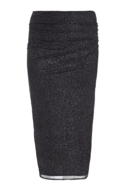 Quiz Curve Glitter Mesh Midaxi Skirt Black Online