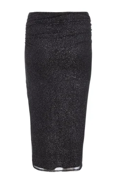 Quiz Curve Glitter Mesh Midaxi Skirt Black Online