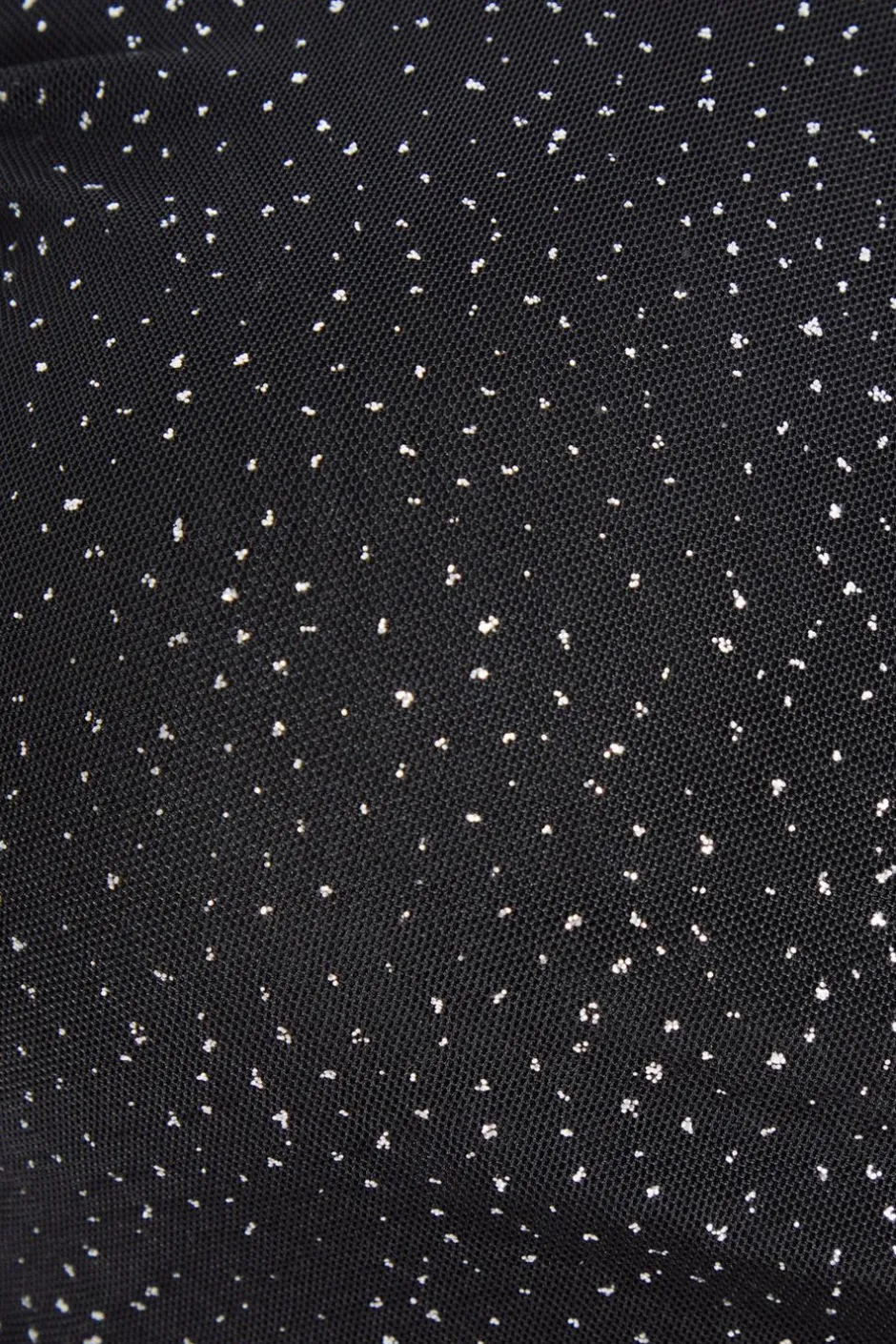 Quiz Curve Glitter Mesh Long Sleeve Top Black