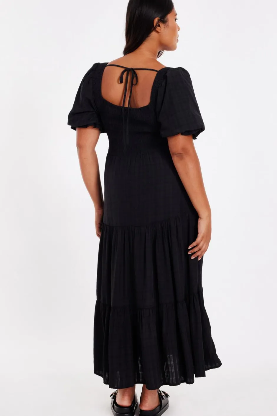Quiz Curve Black Jacquard Midaxi Dress Outlet