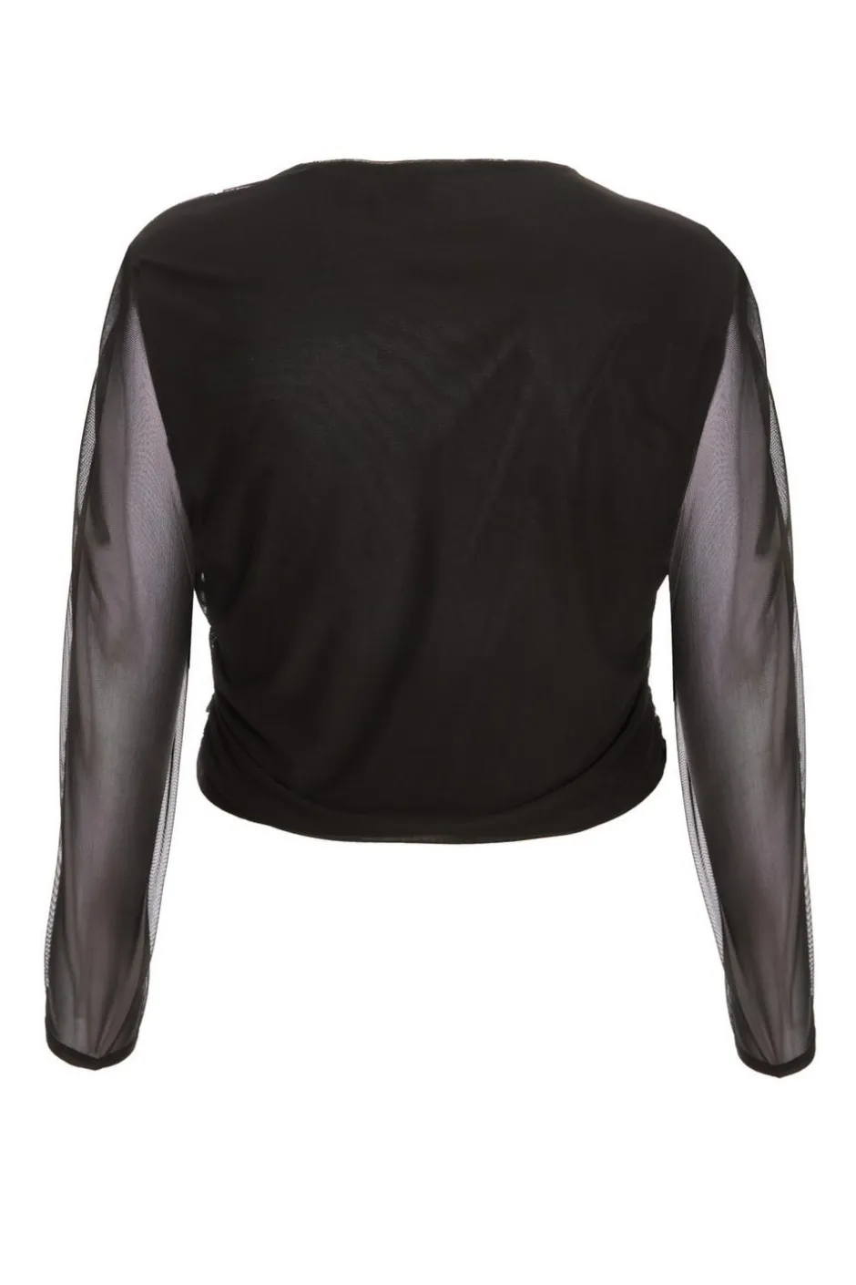 Quiz Curve Mesh Crop Top Black Sale