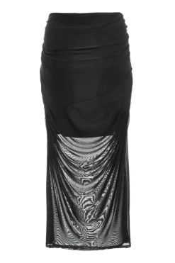 Quiz Curve Mesh Midaxi Skirt Black Hot