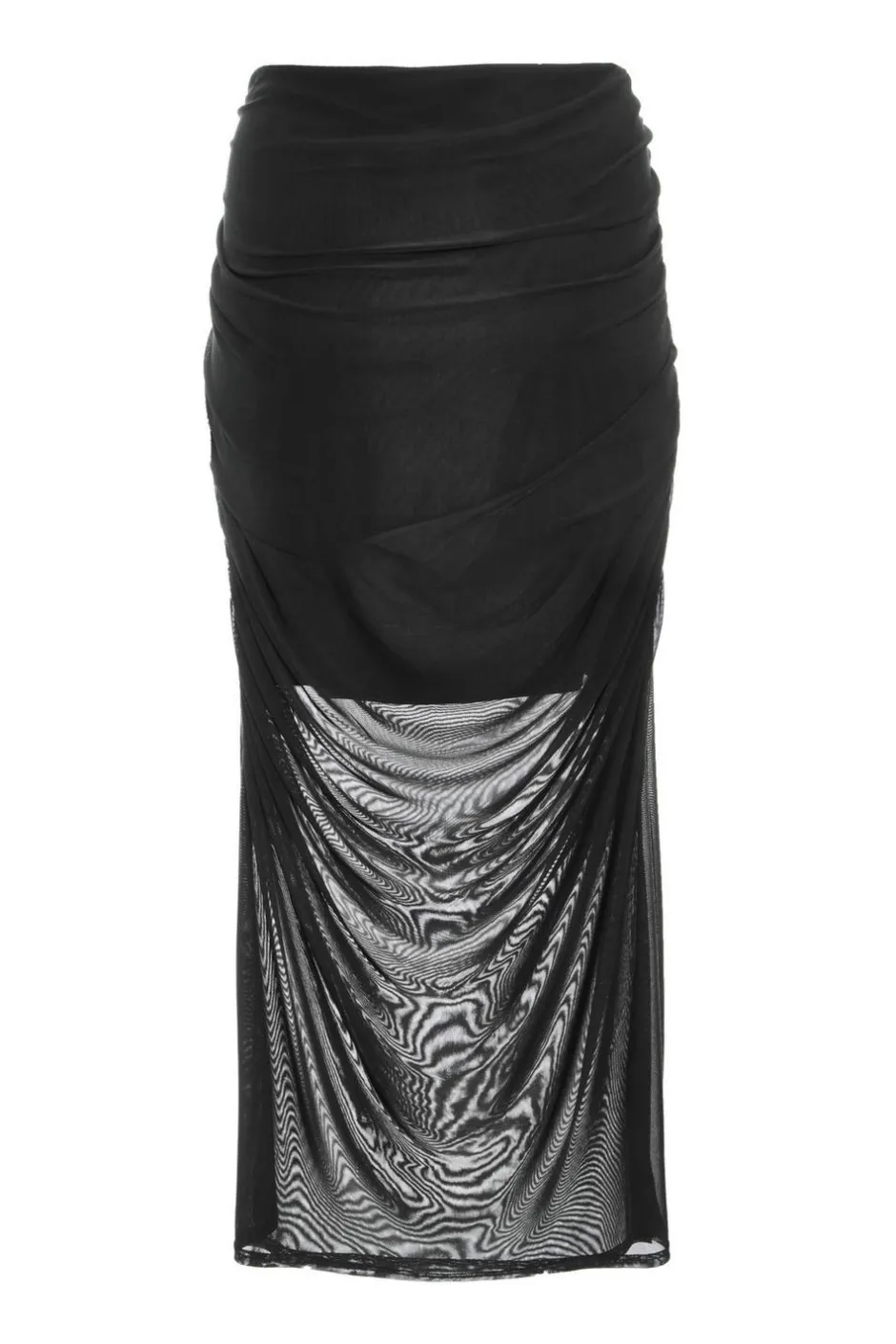 Quiz Curve Mesh Midaxi Skirt Black Hot