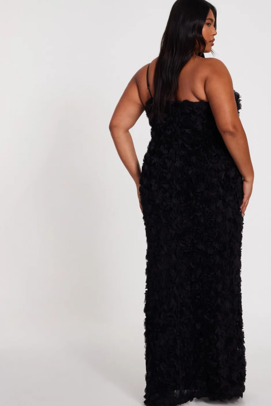 Quiz Curve One Shoulder Floral Maxi Dress Black Discount