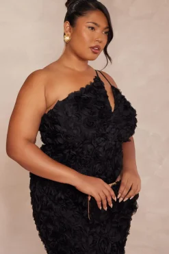 Quiz Curve One Shoulder Floral Maxi Dress Black Discount