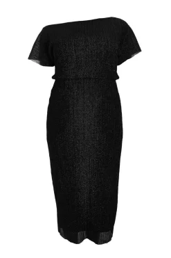 Quiz Curve Black Pleated Midi Dress Outlet
