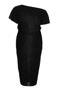 Quiz Curve Black Pleated Midi Dress Outlet