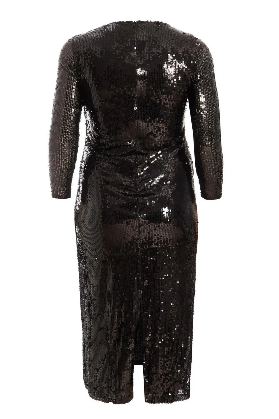 Quiz Curve Sequin Midaxi Dress Black New