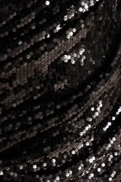 Quiz Curve Sequin Midaxi Dress Black New
