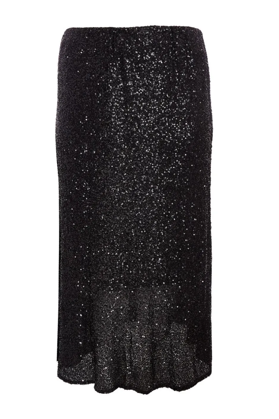 Quiz Curve Sequin Midaxi Skirt Black Online