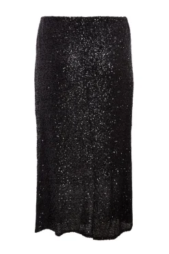 Quiz Curve Sequin Midaxi Skirt Black Online