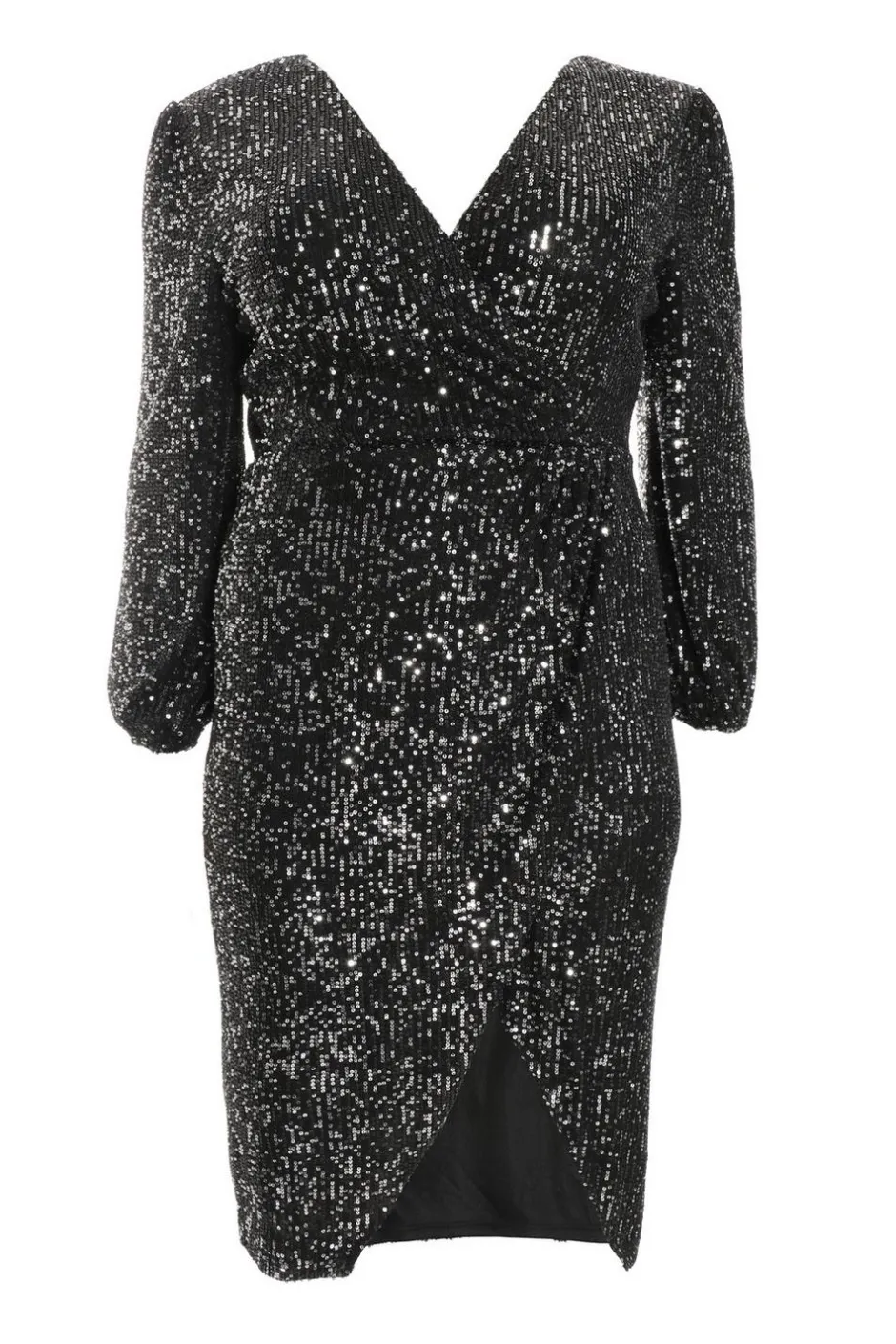 Quiz Curve Black Sequin Midi Dress Sale
