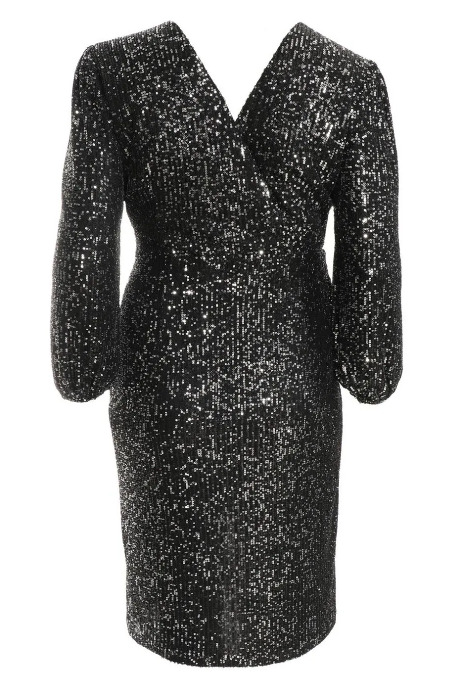 Quiz Curve Black Sequin Midi Dress Sale