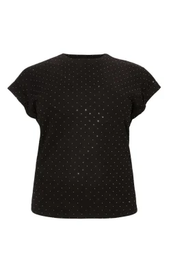Quiz Curve Black Stud Detail Top Hot