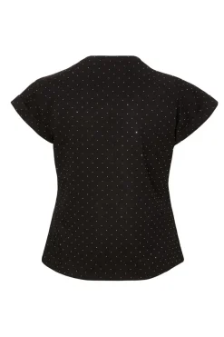 Quiz Curve Black Stud Detail Top Hot