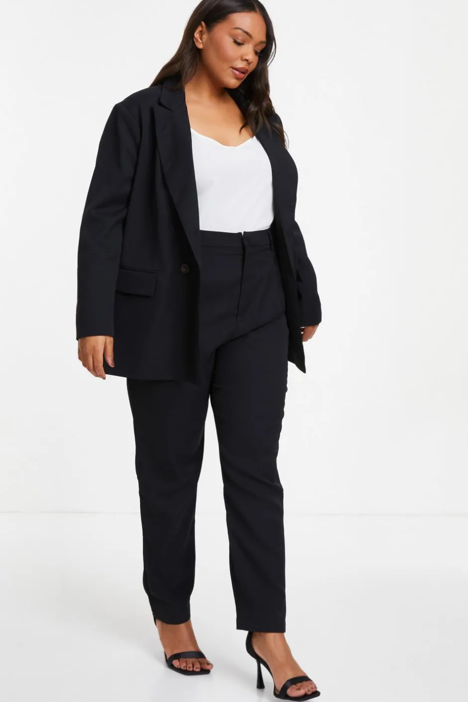 Quiz Curve Tailored Trousers Black Sale