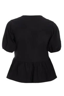 Quiz Curve Tie Top Black Discount