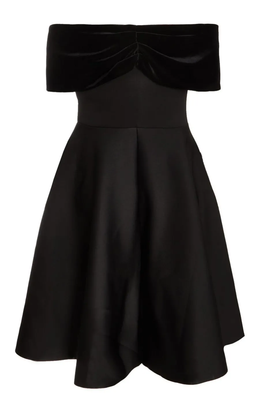 Quiz Curve Black Velvet Bardot Skater Dress Clearance