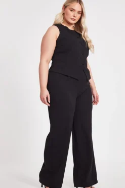 Quiz Curve Black Waistcoat Online