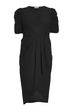 Quiz Curve Black Wrap Midi Dress Hot