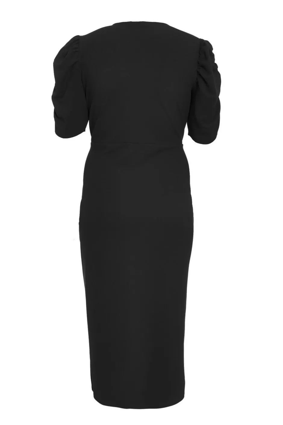 Quiz Curve Black Wrap Midi Dress Hot