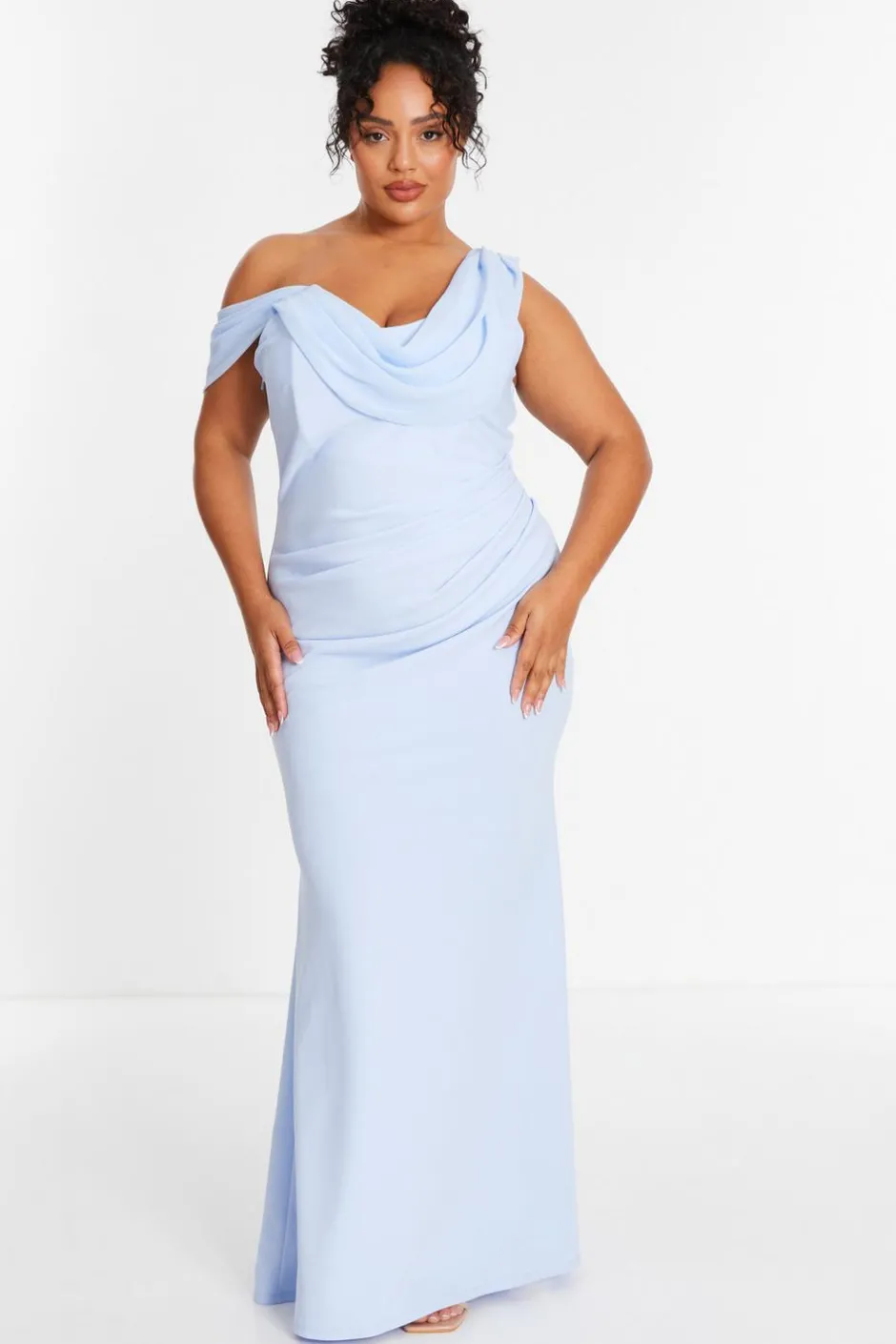 Quiz Curve Blue Cowl Neck Maxi Dress Online