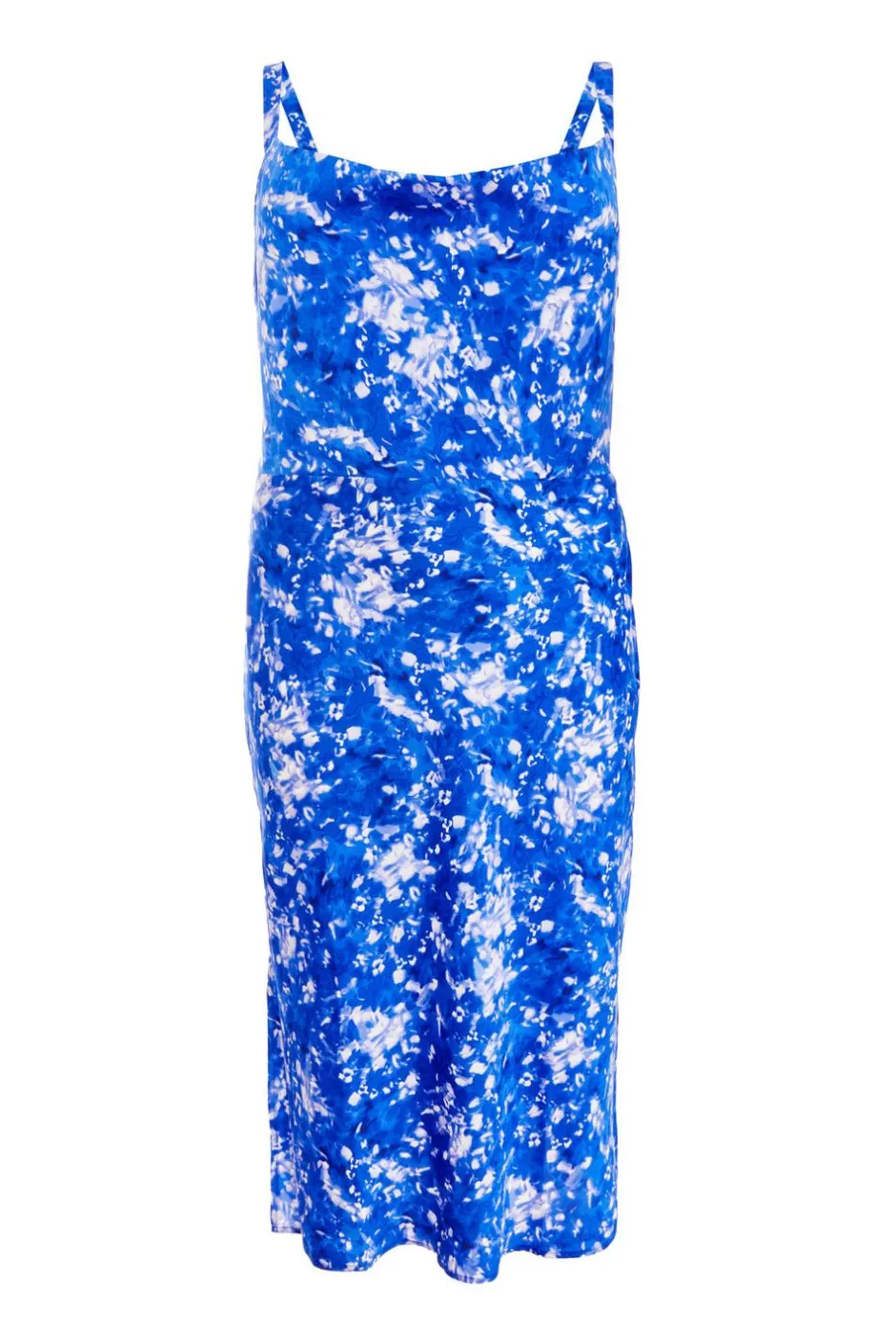 Quiz Curve Blue Ditsy Floral Satin Midaxi Dress Discount