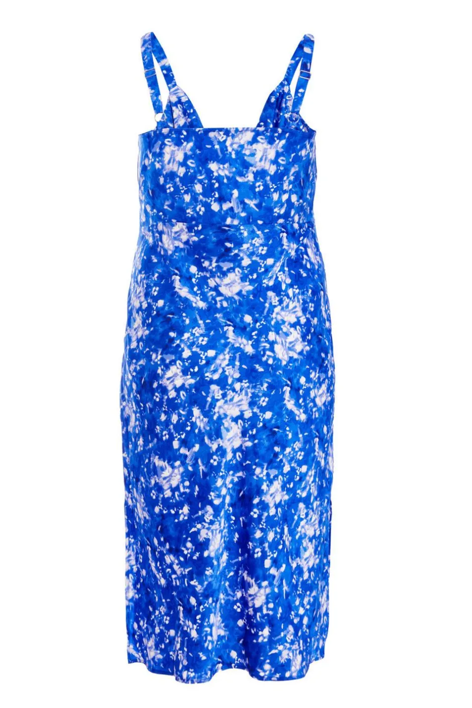 Quiz Curve Blue Ditsy Floral Satin Midaxi Dress Discount