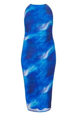 Quiz Curve Blue Marble Midaxi Dress Sale