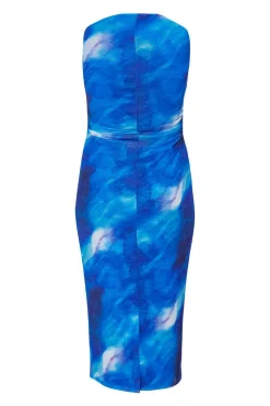 Quiz Curve Blue Marble Midaxi Dress Sale