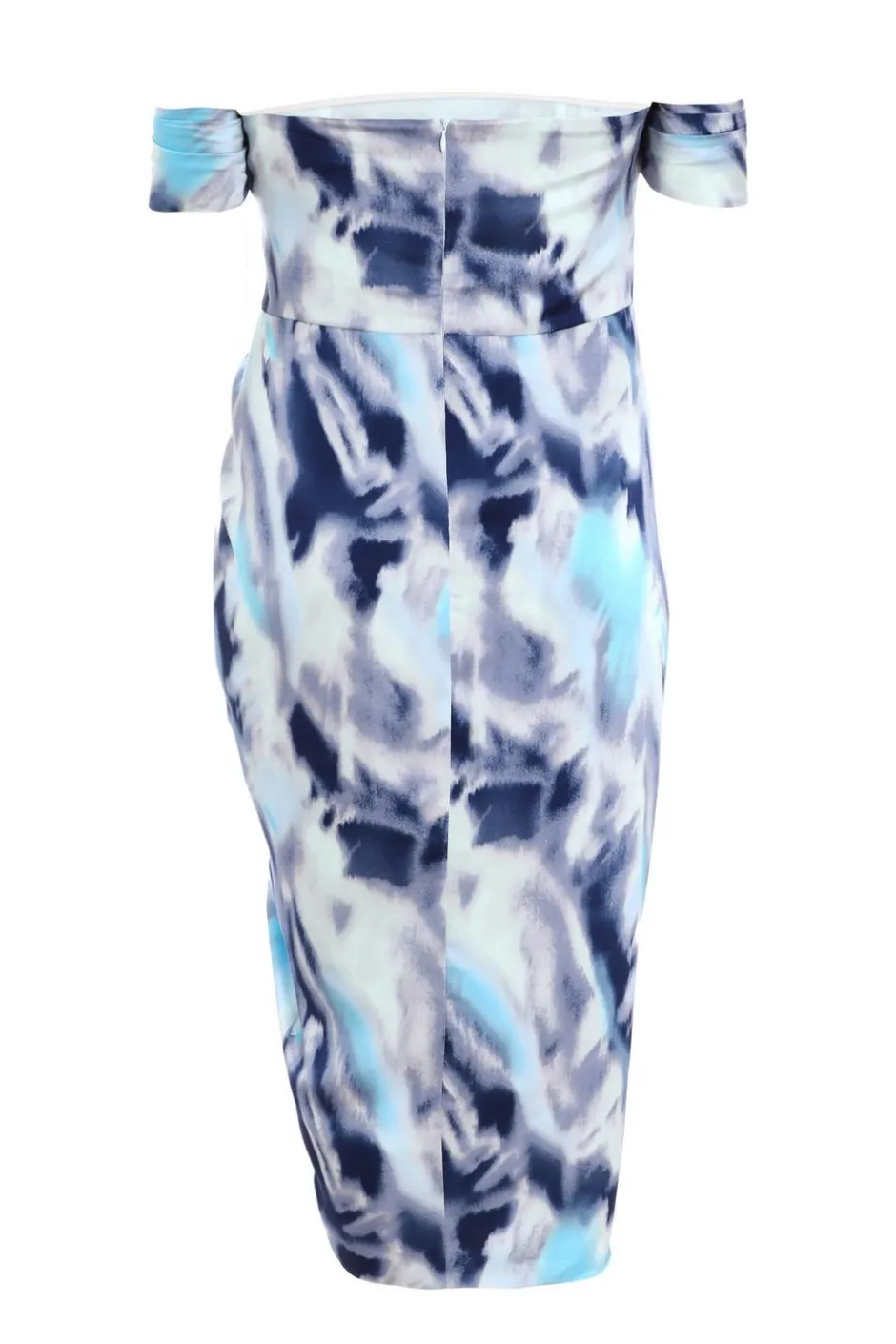 Quiz Curve Blue Marble Print Bardot Midi Dress Best