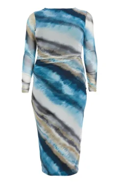 Quiz Curve Blue Ombre Mesh Midaxi Dress New