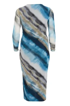 Quiz Curve Blue Ombre Mesh Midaxi Dress New