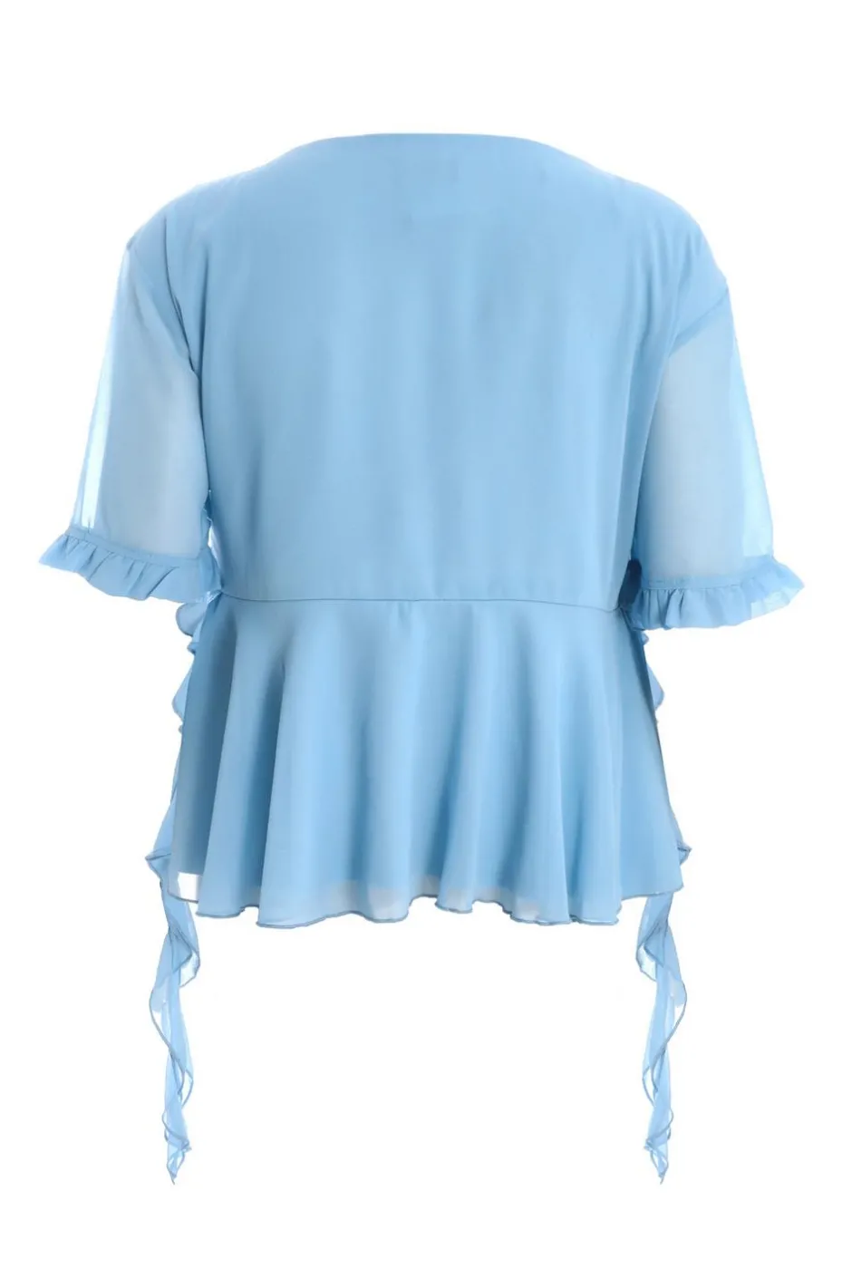 Quiz Curve Blue Ruffle Peplum Top