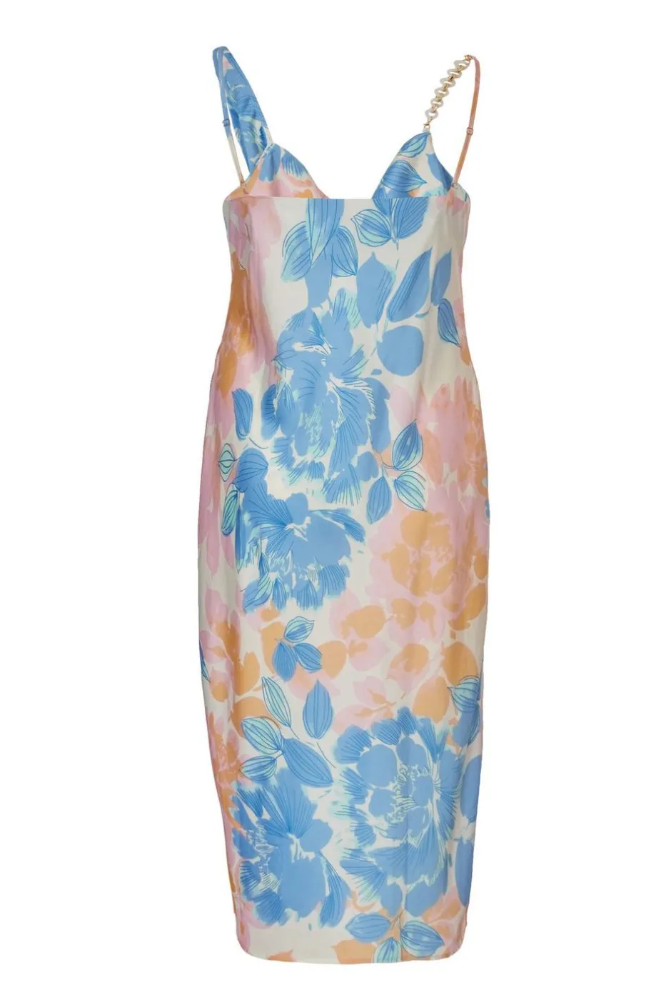 Quiz Curve Blue Satin Floral Midaxi Dress Clearance