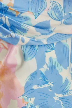 Quiz Curve Blue Satin Floral Midaxi Dress Clearance