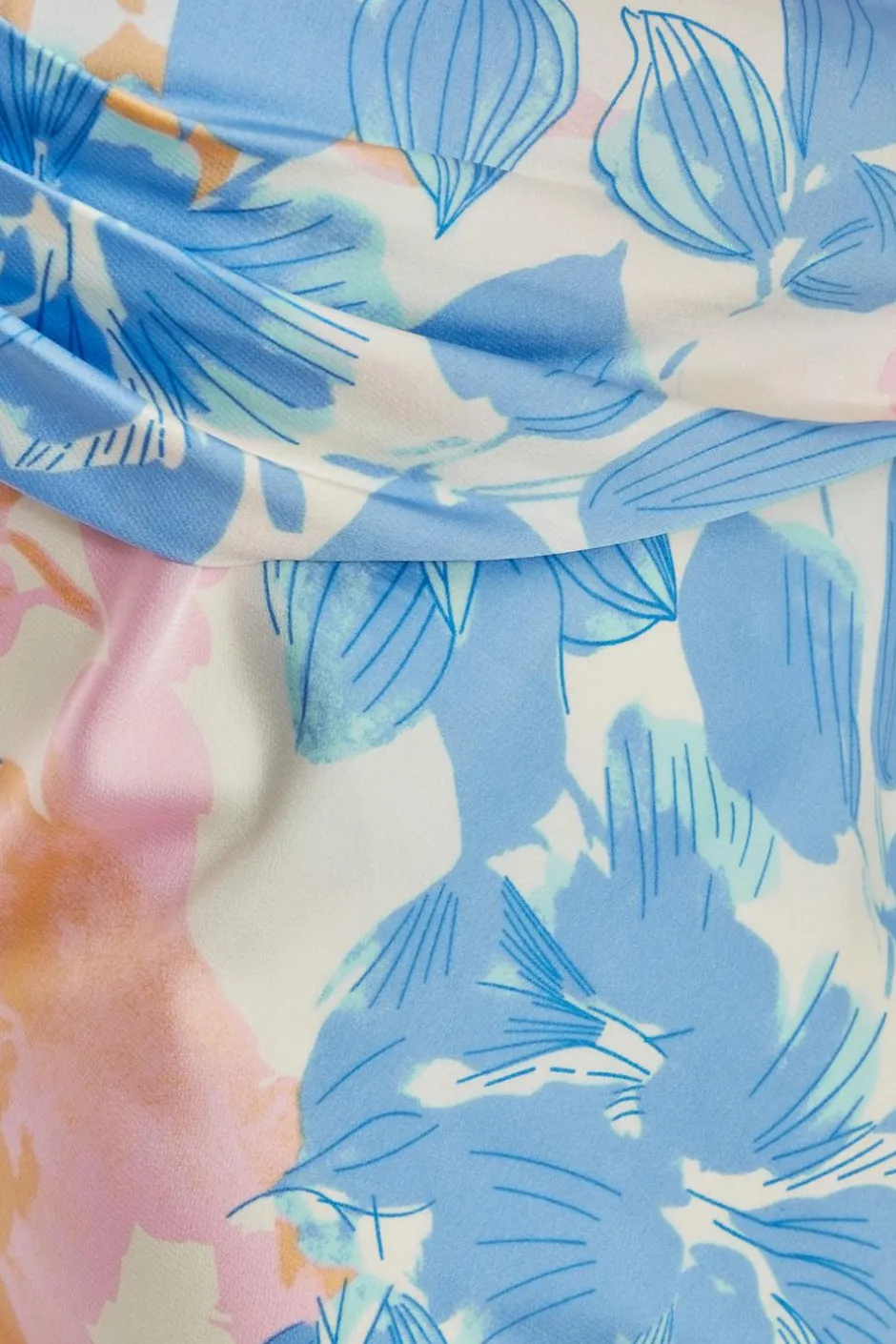 Quiz Curve Blue Satin Floral Midaxi Dress Clearance